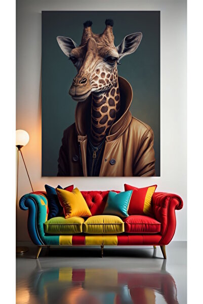özkacar GIRAFĂ FRUMOASĂ V1 Tablou pe pânză pentru decorarea casei, perete, sa...