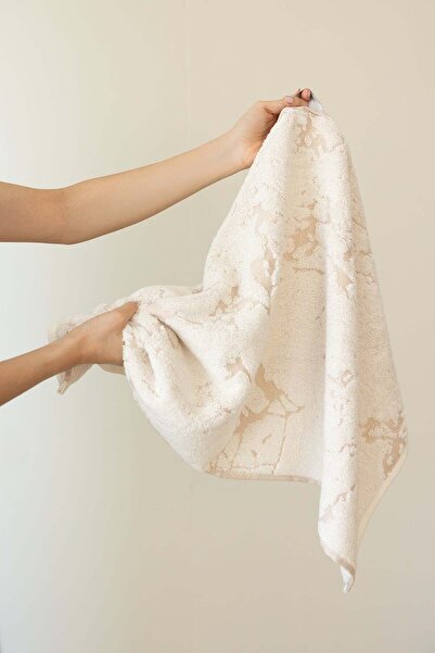 İrya Marble 100% Cotton Jacquard Hand Towel 50X90Cm Cream