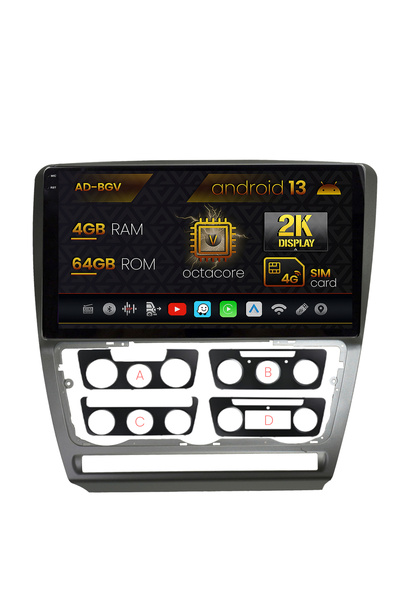 AutoDrop Navigatie Skoda Octavia 2,Android 13,V-Octa/4GB RAM+64GB ROM,10.36"