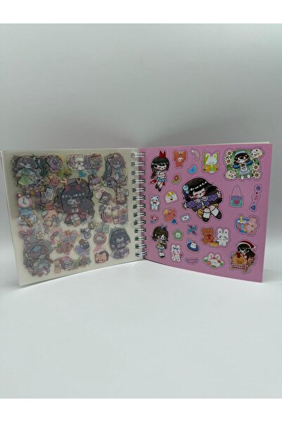 KATREMİA Transparent 13 Sheets Blue Soft Cover Cute Girls Sticker Notebook 12X12