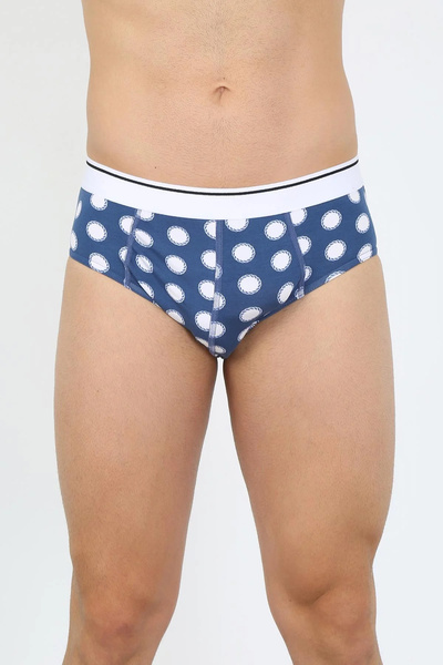 Beruflic سروال داخلي رجالي من القطن منقوش باللون الأزرق الداكن