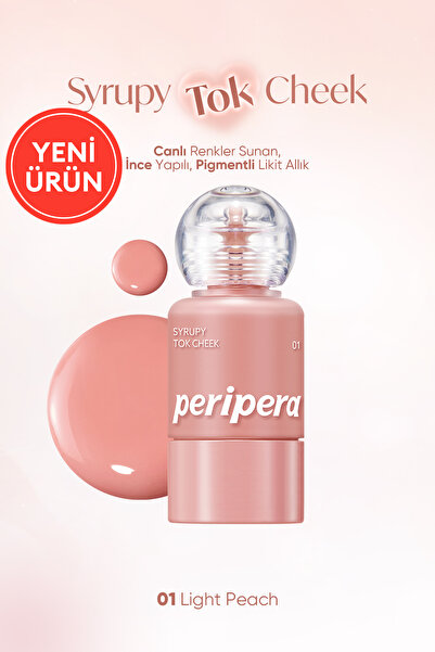 PERIPERA İnce Yapılı, Ciltle Bütünleşen, Pigmentli Likit Allık Syrupy Tok Cheek (01 Light Peach)