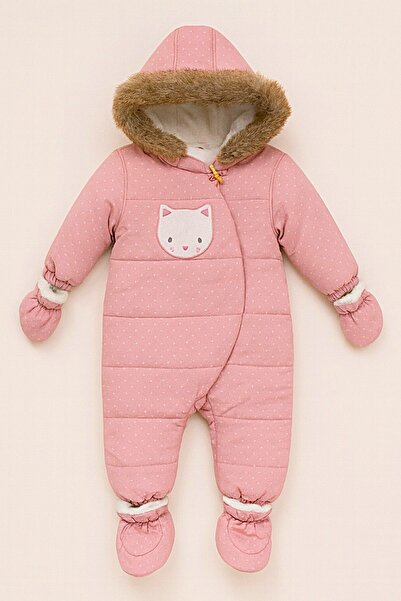 DeKuBaby Yeni Sezon Sevimli Kedi Figürlü Kapüşonlu Içi Kürklü Bebek-Çocuk Koz...