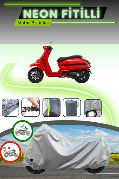 Cemku Fast قماش دراجة نارية متوافق مع لامبريتا X300 من نوع Gray Lock Compatib...