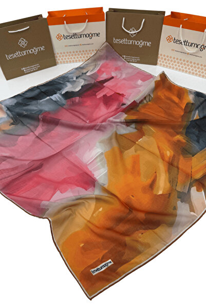 Tesettürnağme Eșarfă din bumbac moale TN2006 Model Batik Cupru-Coral-07