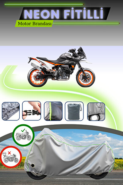 Cemku Fast غطاء محرك متوافق مع KTM 890 SMT باللون الرمادي النيون قماش مجدّل