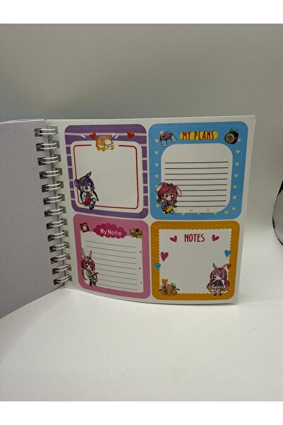 KATREMİA Transparent 13 Sheets Blue Soft Cover Cute Girls Sticker Notebook 12X12