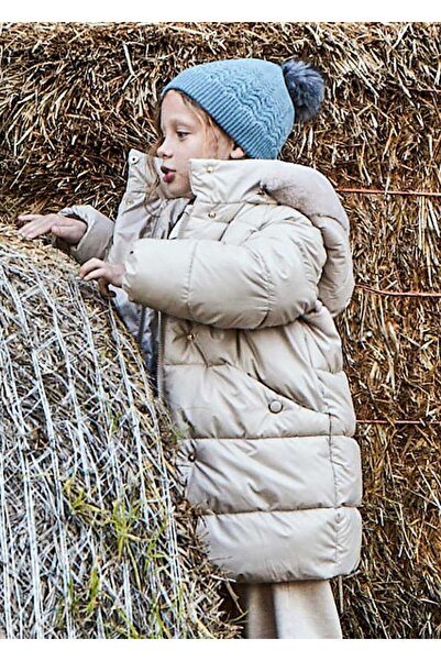 MAYORAL Κοριτσίστικο μακρύ πουπουλένιο παλτό με ζεστή επένδυση μπεζ