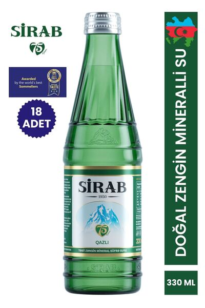 SİRAB Doğal Zengin Mineralli Maden Suyu Qazlı 330 ml 18 Adet