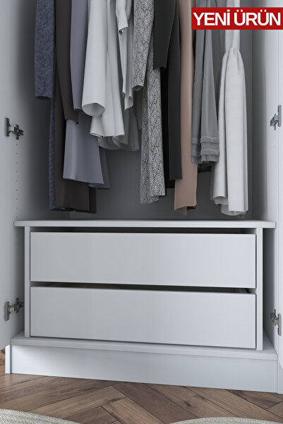 Rani Mobilya Rani BA139 Gardırop Çekmece Modülü Tamamlayıcı Dolap İçi Çekmece Ünitesi Beyaz
