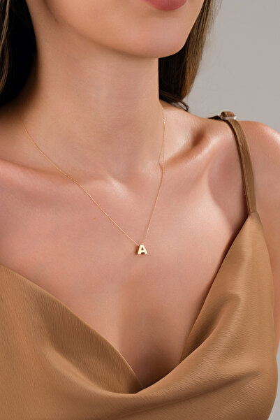 Zeynepli gold & jewelry 14 AYAR ALTIN 3 BOYUTLU A HARFLİ KOLYE