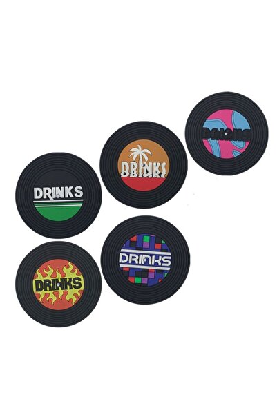 bzstore Set 5 Suporturi pentru Pahare, din PVC, Diametru 9 cm, Rezistent la C...