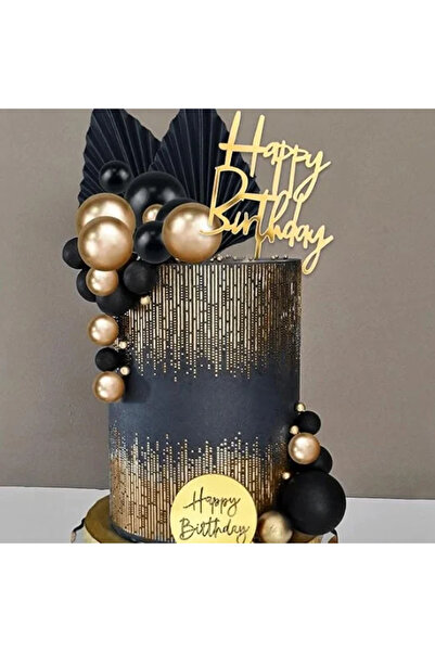 Baloane Vesele Black Gold Deluxe Birthday Cake Decoration TOP9