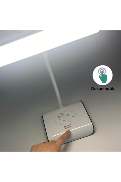 Glowify Store BUFFER® Şarjlı Oynar Esnek Başlıklı Dokunmatik 3 Farklı Modda Yanan Kaymaz Taban LED Masa Lambası