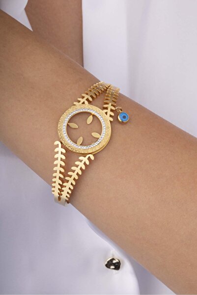 Gümüş Pazarım Çeyrek Altın Takmalık Altın Kaplama Çelik Kadın Kelepçe Bileklik