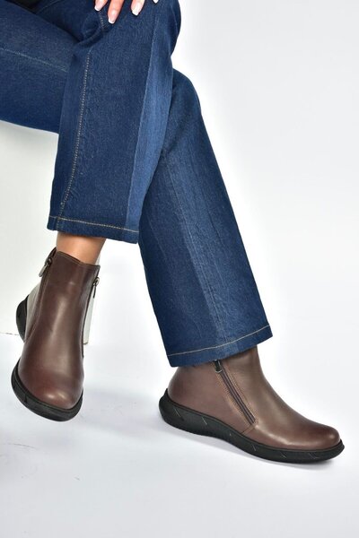 Fox Shoes V398577603 Γυναικείες μπότες από γνήσιο δέρμα καφέ