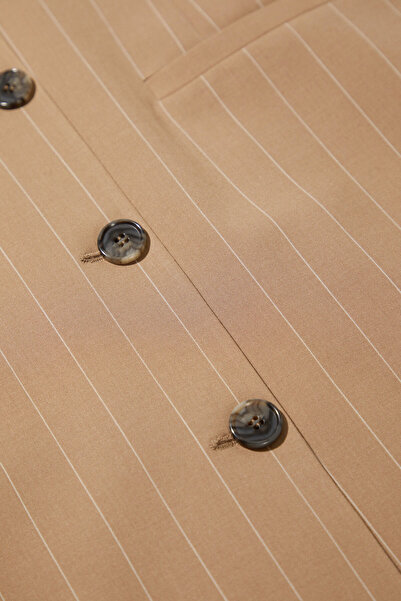 W Collection Camel Striped Sleeveless Dress