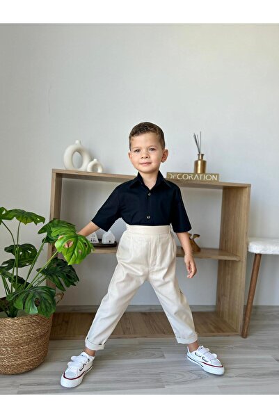 favorimkids Baby Kids Cream Short Sleeve Pantalon Shirt Set 1-5 Years