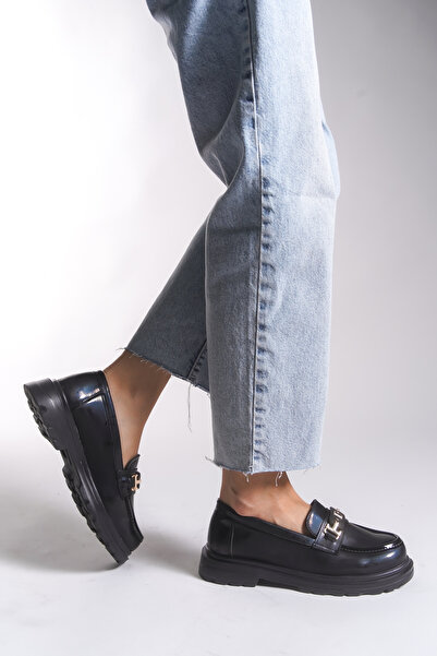 Riccon Kadın Loafer 0012500 Siyah Rugan