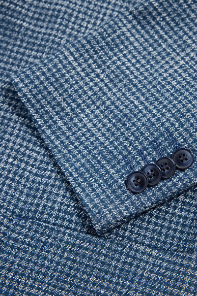 W Collection MAVİ DÜĞMELİ KETEN CEKET