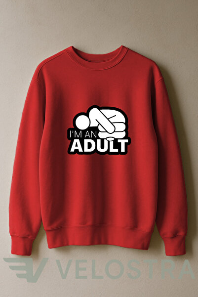 Velostra Hanorac unisex I'm An Adult cu imprimeu 3 İplik İçinde Şah cu căptuș...