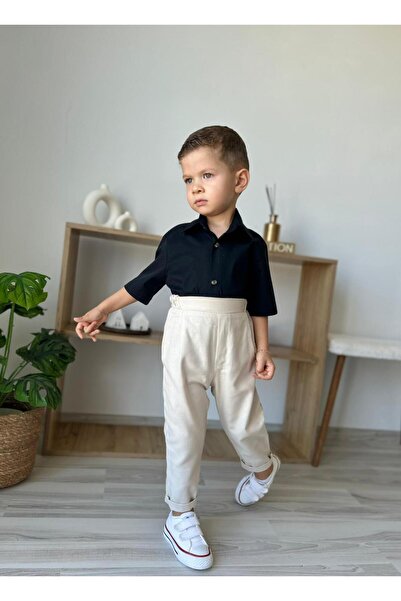 favorimkids Baby Kids Cream Short Sleeve Pantalon Shirt Set 1-5 Years