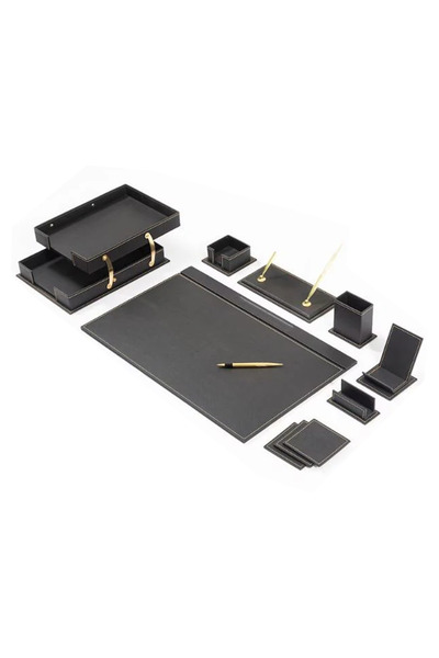 Güner Ofis Lüks Deri Sümen Takımı 12 Parça Ofis ve Makam Masası Seti