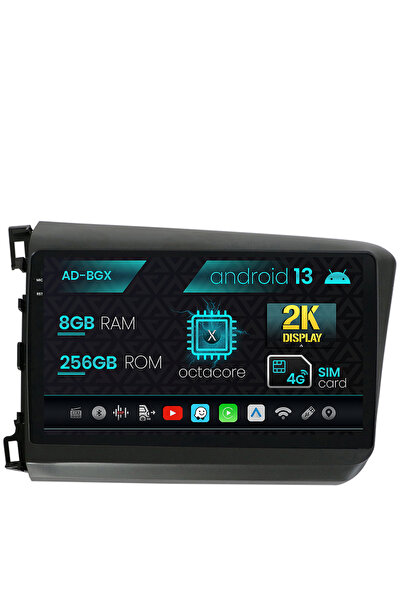 AutoDrop Navigatie Honda Civic (2012-2015), Android 13, X-Octa/8GB RAM + 256G...