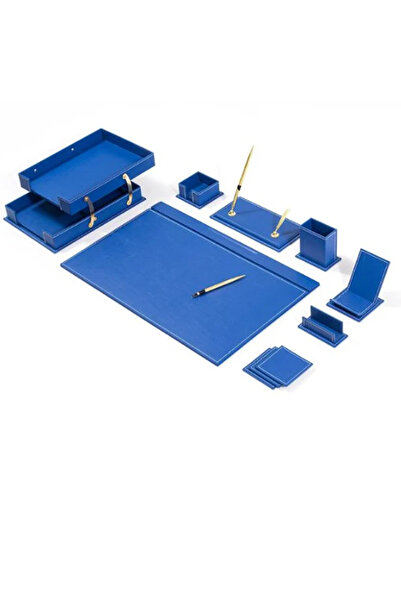 Güner Ofis Lüks Deri Sümen Takımı 12 Parça Ofis ve Makam Masası Seti