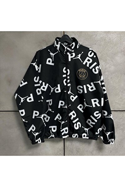 TRS YB GİYİM  Unisex Siyah Pars Sint Germn Desenli Yağmurluk