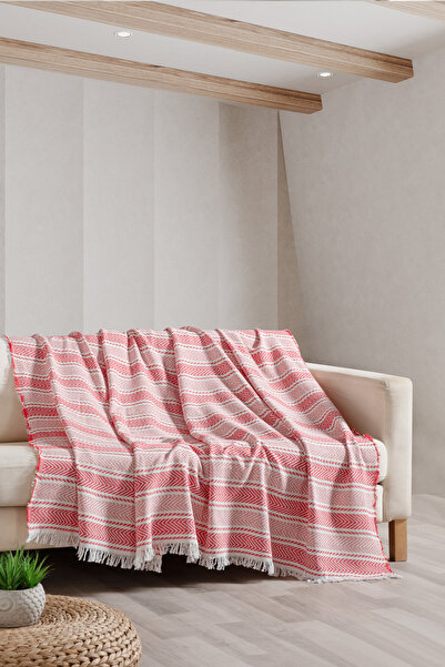 Owra Veva %100 Pamuk Çift Kişilik Çizgili Pike Yatak Örtüsü 200 x 220