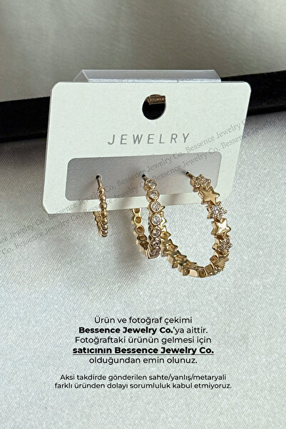 Bessence Jewelry Co YSX 3LÜ MİNİMAL YILDIZ MODEL ÇELİK HALKA KÜPE