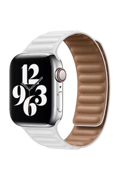 General Store Magnetic Genuine Leather Strap for Apple Watch, White