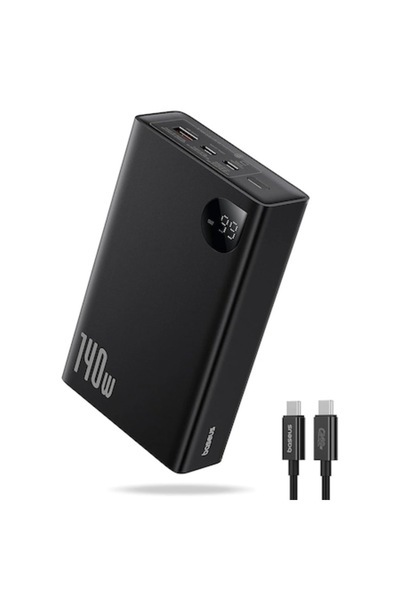 Baseus External Battery for Laptop, USB, 2x Type-C, 24000mAh, 140W - Adaman - Black