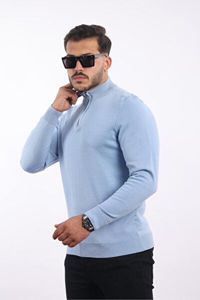 rugatchi Erkek Mont Yaka Düz Triko — %100 Pamuk, Şık & Konforlu Kazak