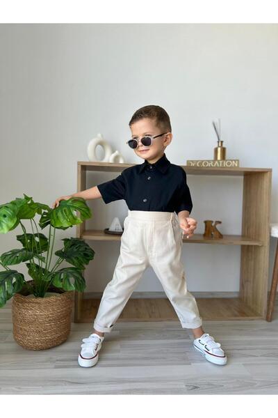 favorimkids Baby Kids Cream Short Sleeve Pantalon Shirt Set 1-5 Years