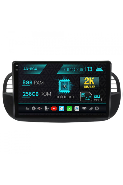 AutoDrop Navigatie Fiat 500 (2007-2014), Android 13, X-Octa/8GB RAM + 256GB R...