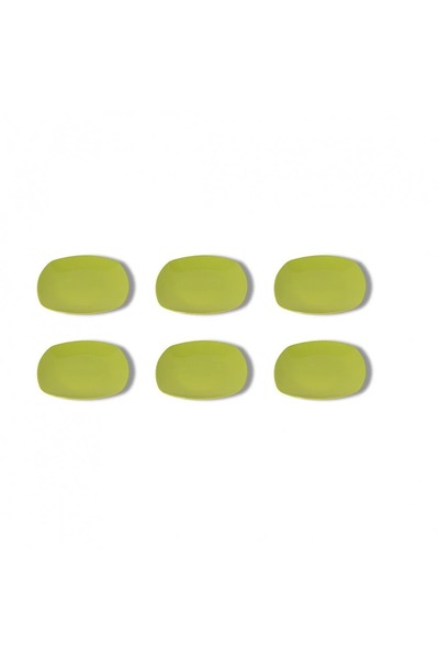 ORIAN 6-piece square porcelain dinner plate set, green, size 26 cm