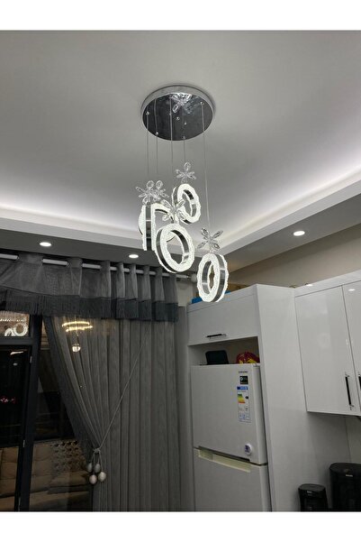 mayadesignlight Maya Avize 5'li Silindir Krom Kristal Led Avize