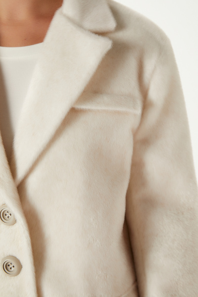 Ritnice معطف نسائي من الفرو الصناعي الكريمي من تايلور