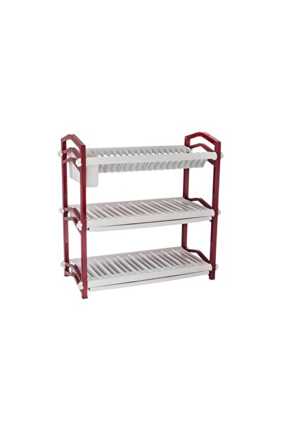 ORIAN رف أطباق معدني وبلاستيكي بثلاث طبقات