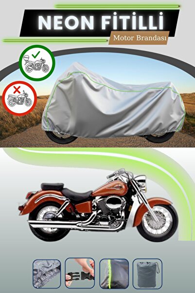 Cemku Shade حقيبة خلفية رمادية متوافقة مع قماش نيون فليتلي هوندا VT 750 شادو ...