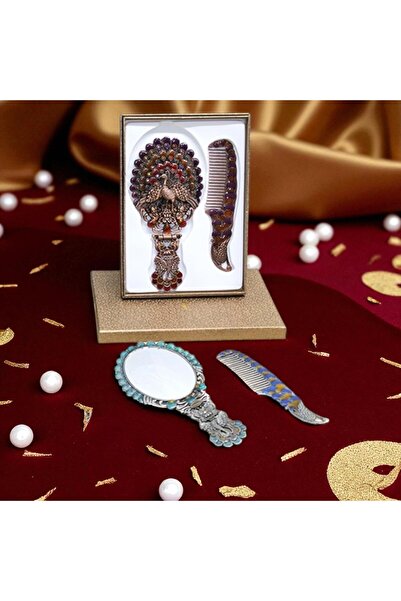 Kuzey Tacı مجموعة مرآة ومشط قابلة للطي بتصميم طاووس، حجم كبير، إنتاج خاص VIP