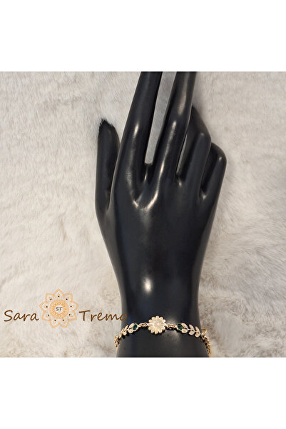 SaraTremo Flora bracelet – 18K gold plated, 18 cm, flowers and leaves, Brazil