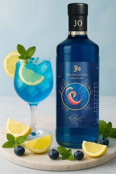jo drinks Blue Curacao Orange Peel Syrup
