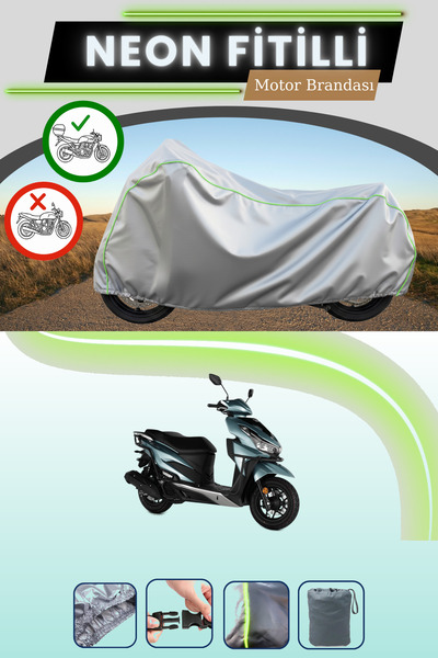 Cemku Shade حقيبة خلفية رمادية متوافقة مع قماش نيون فايتي RKS VRS 125 المتواف...