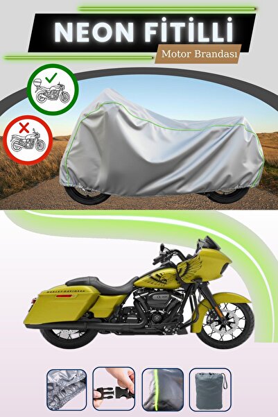 Cemku Shade حقيبة خلفية رمادية متوافقة مع قماش نيون فليتلي هارلي ديفيدسون رود...