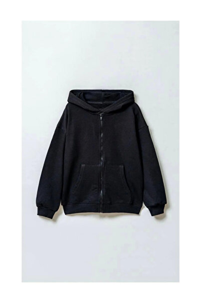 kidstalya Children's Hooded Zippered Jacket-Black