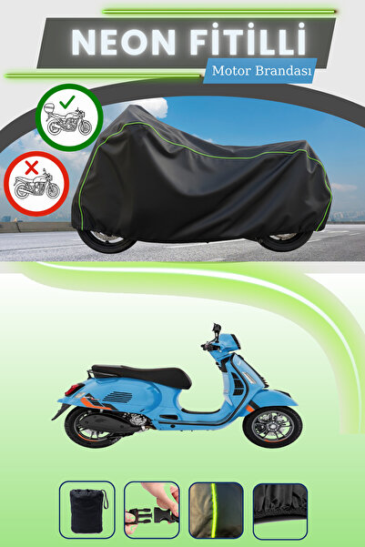 Cemku Shade حقيبة خلفية سوداء متوافقة مع نيون فايتل فيسبا GTS سوبر سبورت 310 متوافقة مع قماش المحرك