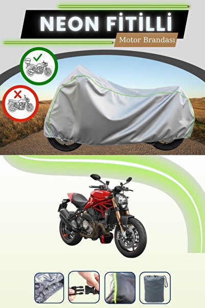 Cemku Shade حقيبة خلفية رمادية نيون قماش مجدّل متوافقة مع دراجة دوكاتي مونستر...